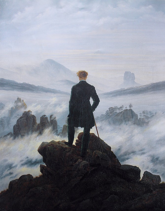 Caspar David Friedrich: Wanderer above the sea of fog. Also known as "steppenwolfing it".