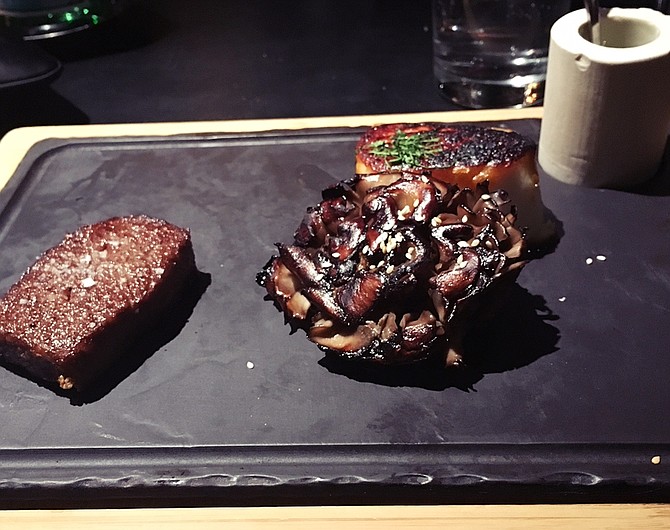 A5 Wagyu beef, along with fish, at Jean Georges Steakhouse in Las Vegas