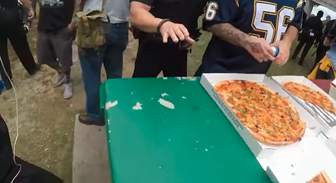 Pizza was served at the September 3rd Patriot Picnic. Police escorted attendees away before they finished eating.