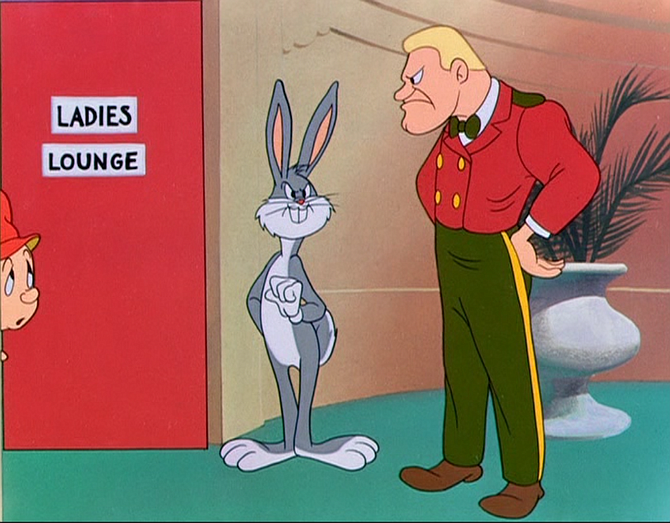 Transgender bathrooms in Hare Do (1949).