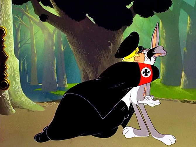 Herman Goering and Bugs Bunny in White Supwemacist Wabbit (1944).