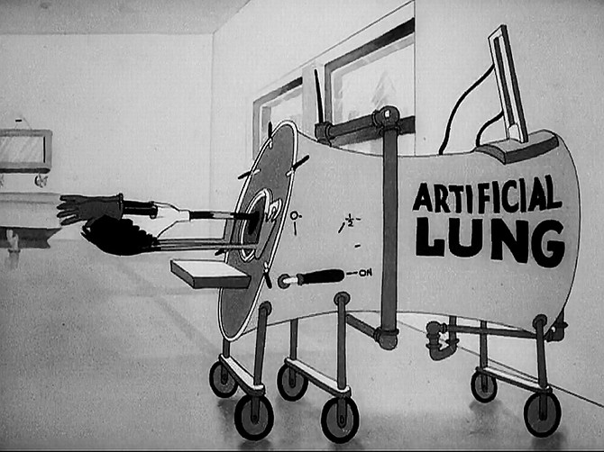 Artificial lung lampooning in The Daffy Doc (1938).