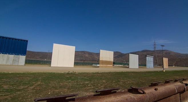 The 30-foot-tall border-wall prototypes are in the Nido de las Águilas (“eagle’s nest”) neighborhood.