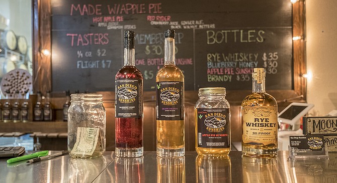 Bottles and cocktails are served in Sunshine's Ramona tasting room.