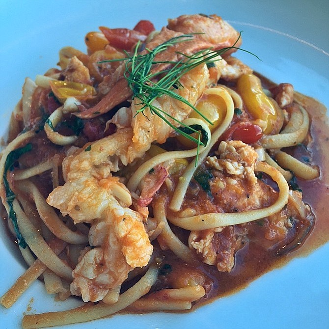 Lobster with pasta at Lago.