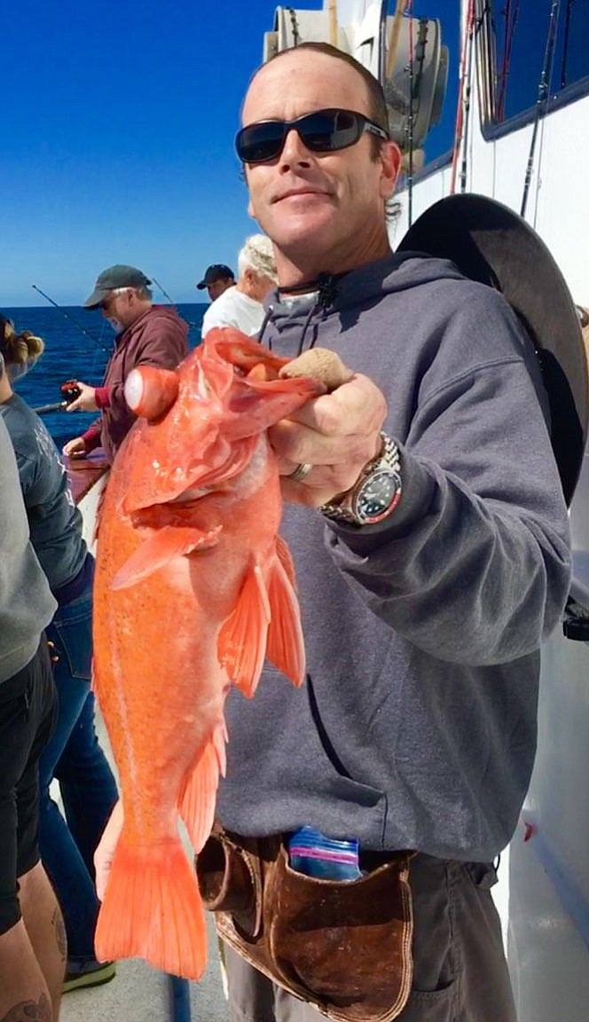 James Coyle, local angler on the Rockfish OPENER! Thursday, March 1, 2018. The whole boat ended up with 11 Sculpin, 55 Rockfish, 17 Red Rockfish, 17 Bocaccio, 55 Mackerel,  10 Whitefish, 51 Sanddab, for 29 anglers.

Helgren's Fish counts, reverse chronological order.
http://helgrensportfishing.com/index.php?option=com_zoo&view=frontpage&Itemid=53