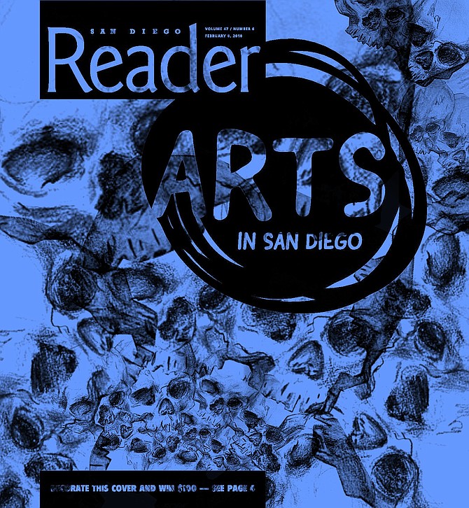 San Diego Reader Entry- Skulls- Original pencil drawing done by me, edited into a vector mask, and placed in a spiral fashion