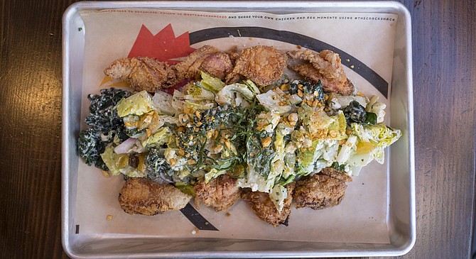 At Crack Shack, fried chicken oysters may be added to your chopped salad