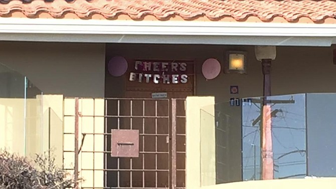 "Cheer's Bitches" - a short-term vacation rental "shares" a bachelorette weekend with a quiet single family neighborhood in La Jolla. 1-2 dozen out-of-towers under one roof for a whole weekend. (photo: Peyton Vincent). 