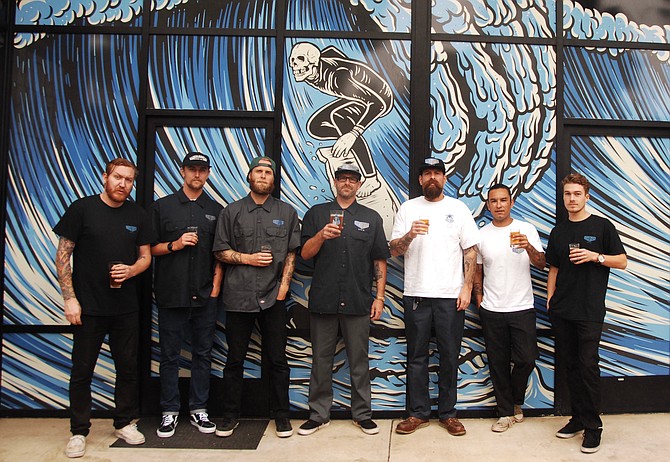James Banuelos (third from right) and the Beach Grease team on opening day (photo courtesy Beach Grease Beer Co.)