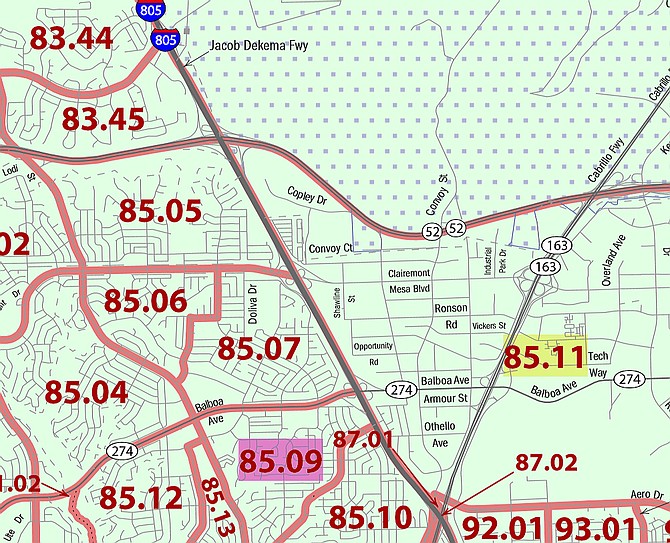 According to the last annual homeless count, the proposed project location (Census Tract 85.09) doesn't appear to have a very dense homeless population. It kicks up across the way in Census Tract 85.11.