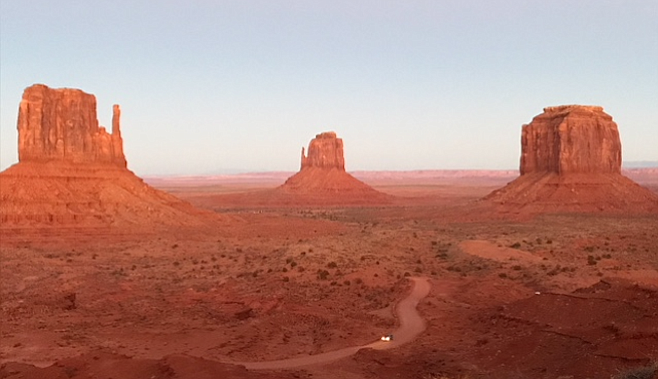 Photo op of the Mittens, Monument Valley's most famous (and photographed) buttes.