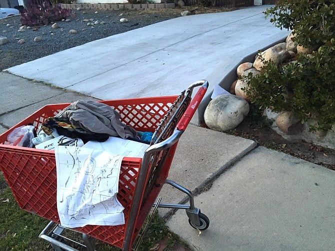 The homeless coming into Sandy's and other Clairemont neighborhoods often leave their shopping carts littering the sidewalks. 