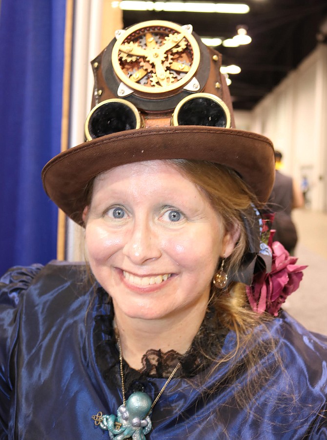 Anastasia Hunter drove up with friends to promote their Gaslight Expo steampunk gathering.