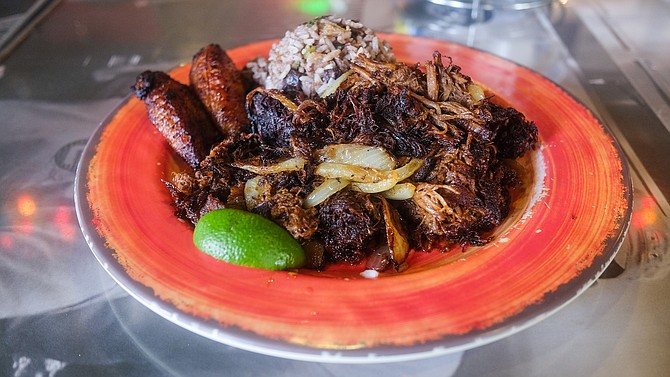 The vaca frita plate at Embargo Grill — with plantains