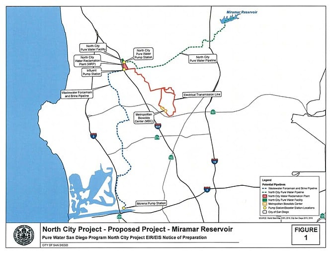 The city's preferred pipeline route.