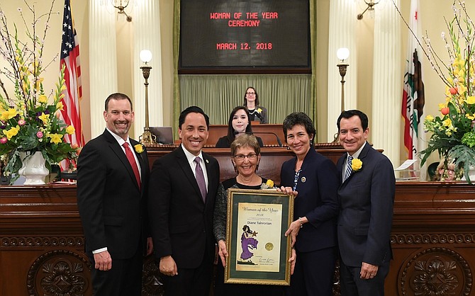 Diane Takvorian was honored as Woman of the Year in March at the state capitol by Todd Gloria.