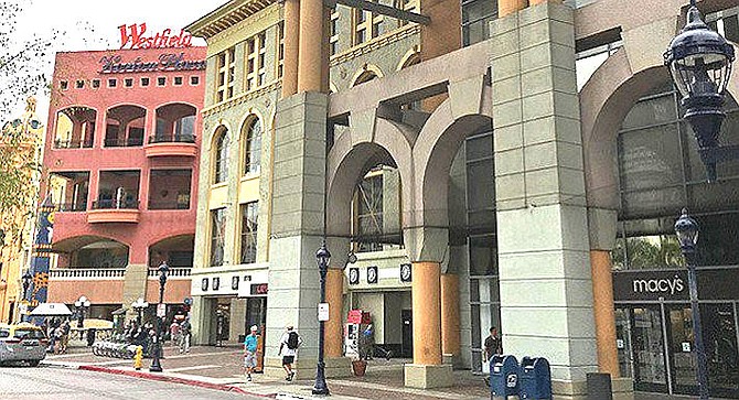 Horton Plaza: Vacant storefronts bear witness to the collapse of brick-and-mortar retail.