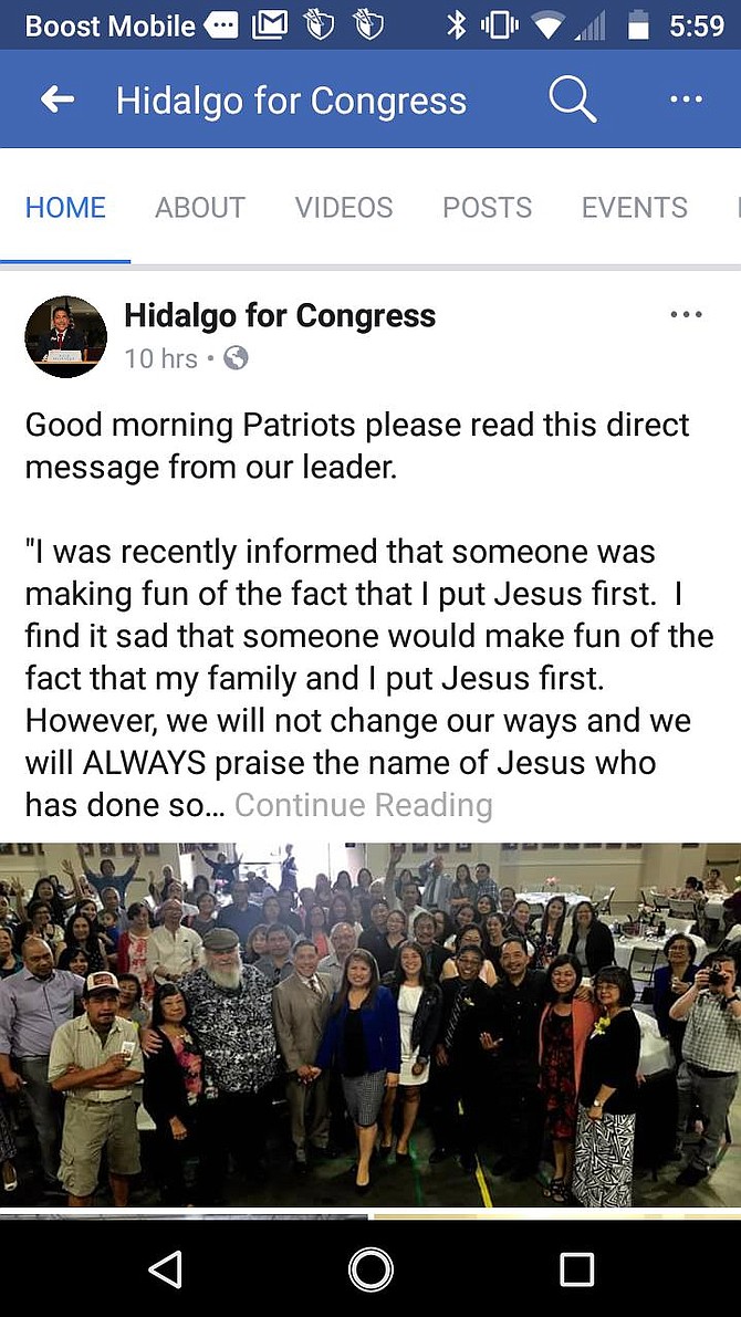 Intolerance towards Hidalgo's faith in Jesus