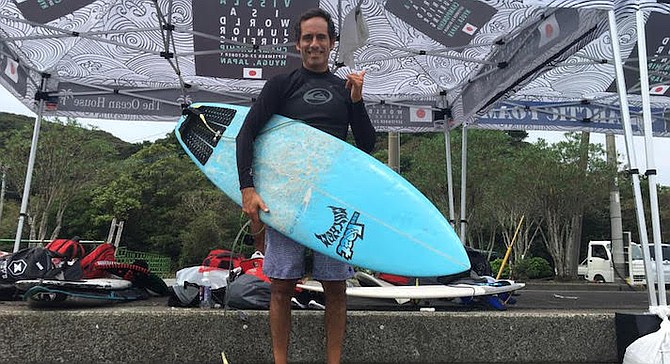 Ramirez in Hyuga, Japan while coaching and managing the Jr. Mexico National Surf Team.