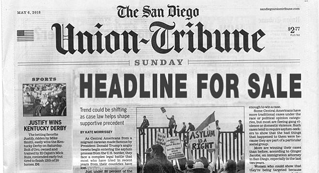 A footnote advises that â€œpaid items in the San Diego Union-Tribune are labeled â€˜advertisementâ€™ or â€˜paid post.â€™â€