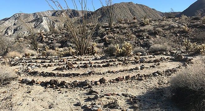 A mini-labyrinth can be found on the Ocotillo Ridge Trail