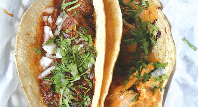Corazon de Torta — short rib, birria, and chicken tacos