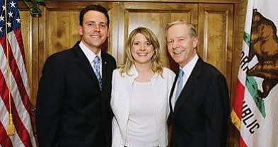 Nathan, Mindy, and ex-governor Pete Wilson. Nathan: "If elected, the income I would earn from that position would be $172,451."