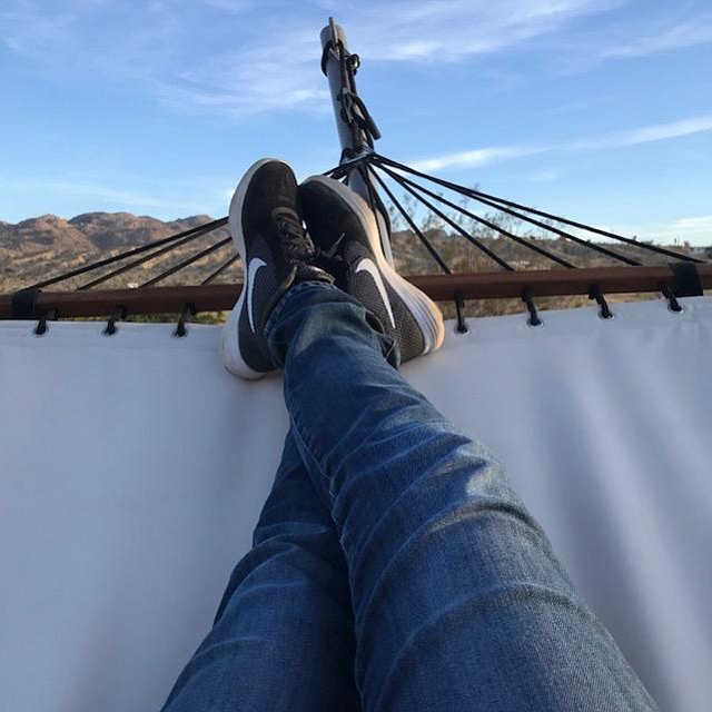 Relaxing in a hammock