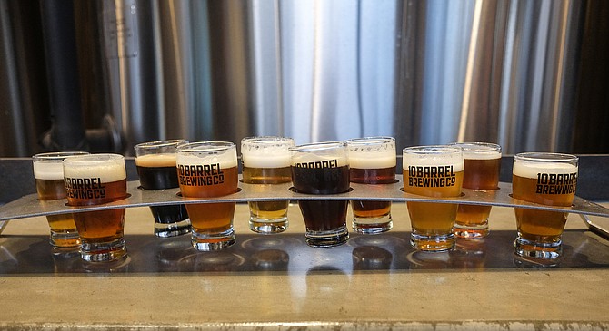 At 10 Barrel, a fixed taster flight offers 10 beers for 10 dollars.