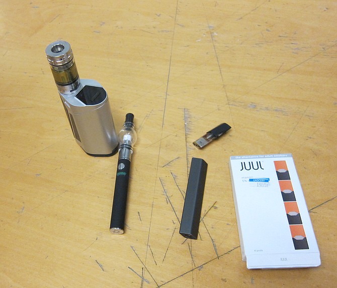 Jesse showed me some vaping devices popular with kids. 