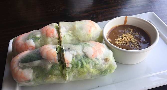 Fresh spring rolls with basil, shrimp, and pork