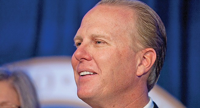 Mayor Faulconer. GEO’s May 7 donation is the latest in a string of gifts from the company to causes favored by the mayor.  - Image by Alan Decker
