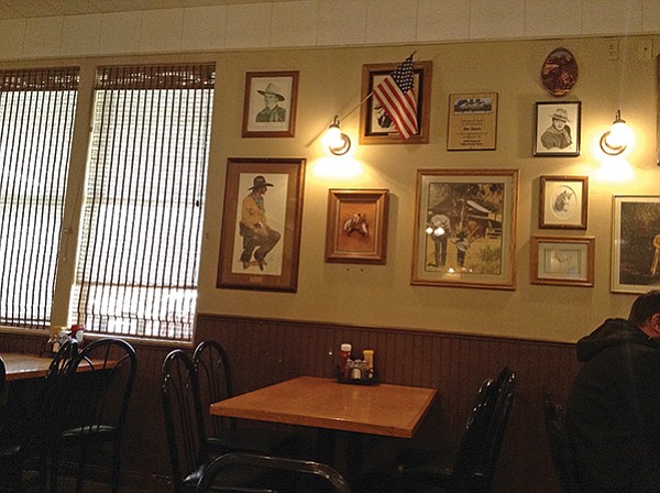 Cowboy art and western movie stars fill every wall