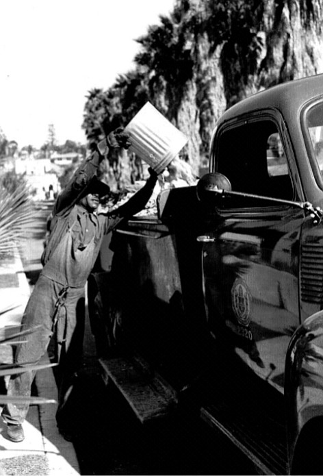 Old-timey trash collection in San Diego.