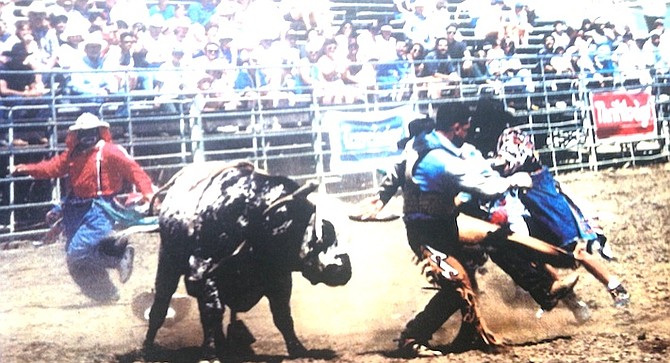 Danny “Buffalo Chip” Alvarez, bull rider and rodeo clown in the Lakeside Rodeo