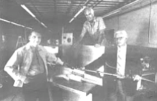 Bill Graul, Dick Thompson, Carl Crumley with injection mold