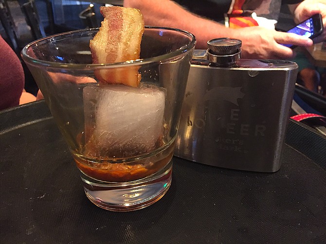 The Pioneer Cocktail, before it's poured from the flask
