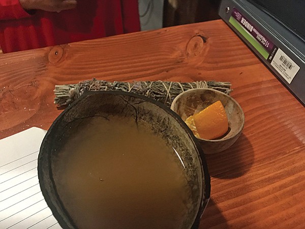 Each bowl of kava comes with a chunk of orange, to freshen up your mouth