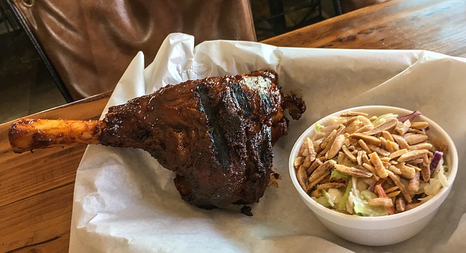 Lamb shank and candied almond coleslaw