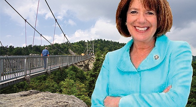Susan Davis at Mile-High Swinging Bridge