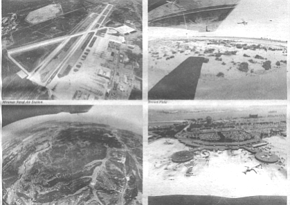 Clockwise from top left: Miramar Naval Air Station, Brown Field, Lindbergh Field, Carmel Valley