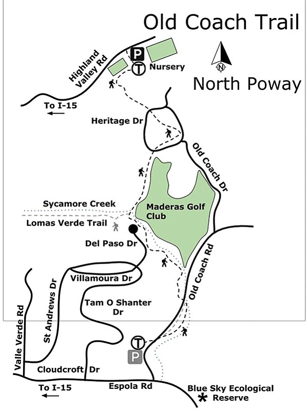 Old Coach Trail North Poway map