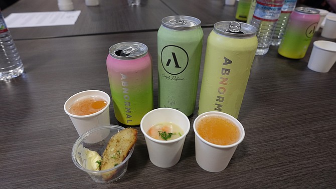 Food and Abnormal beer pairings in a conference room at Baron's Market headquarters