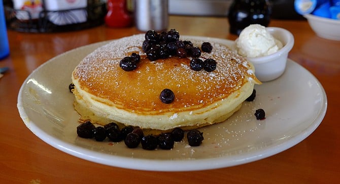 Short stack of blueberry pancakes