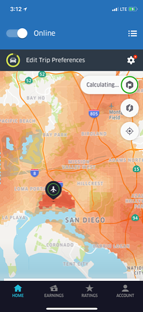 Surge map from Saturday (Sept. 15) showing high-price areas for Uber users.