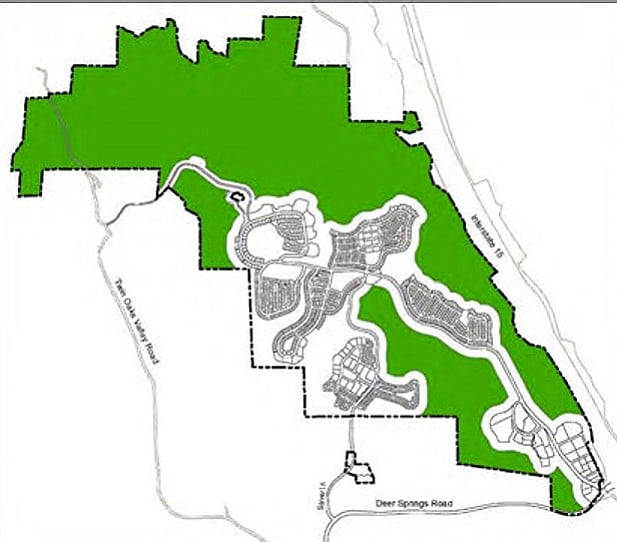 The proposed project within Merriam Mountains is along the I-15 corridor, north of San Marcos, east of Vista, and north of Escondido.