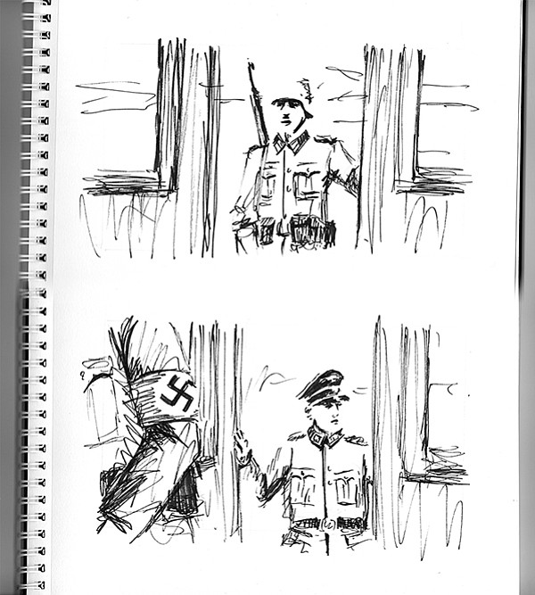 Pen-and-ink Nazis in filmmaker Randall Christopher's notebook