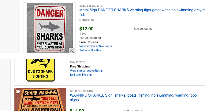 Shark signs successfully sell from between $9.99 to $17.49.