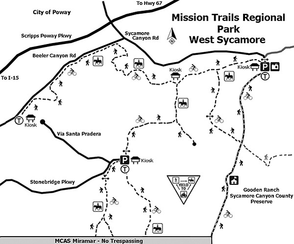 Mission Trails Regional Park West Sycamore map